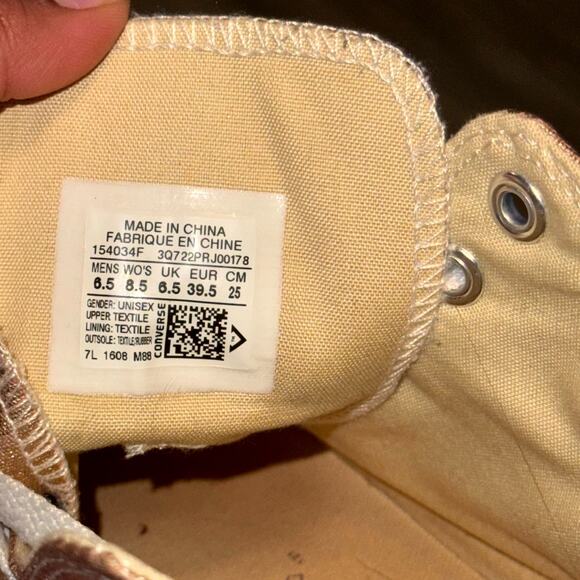 Converse Chuck Taylor All Star Hi Unisex Sneakers M6.5/W8.5 Gold Shoes 154034F - Picture 4 of 8